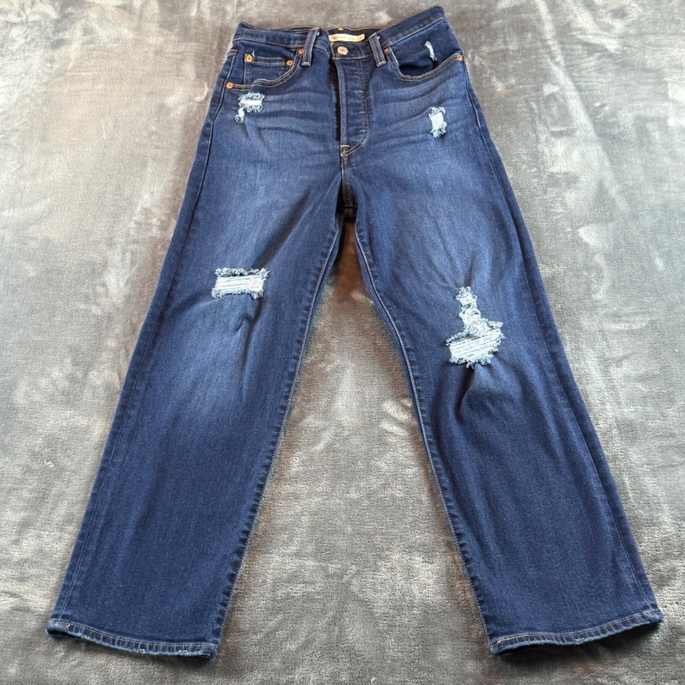 Levi's Women's Jeans Ribcage Straight Ankle Size 27 High Waist‎ Distressed